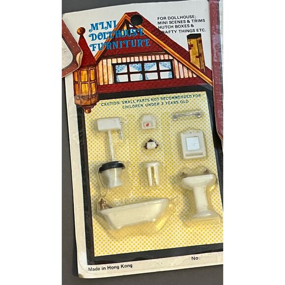 Fibre Craft Mini Doll Accessories Bathroom 2 Dining Bedroom Lot Four Set New - Picture 4 of 10